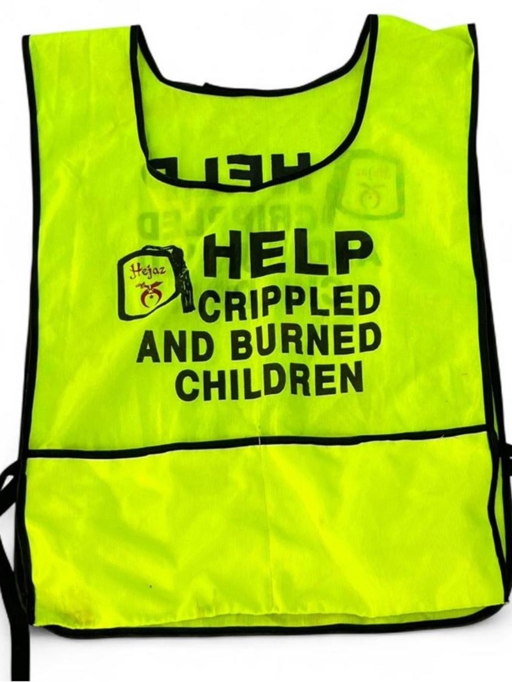 Vintage Shriners Charity Vest Neon Yellow Help
Crippled Kids Jackasscore Y2K
